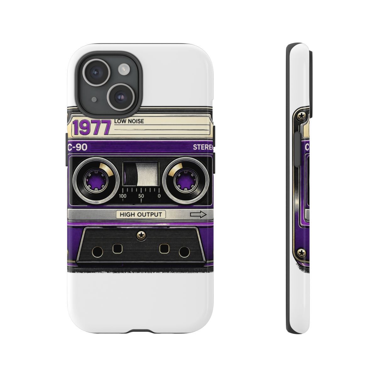 1977 Tape Cassette Phone Case Mobile Phone Cover Shockproof Cell Phone Cover Case Compatible with iPhone 14/Plus/Pro/Pro Max Black | Tame Impala - alternate angle 1, merchandise
