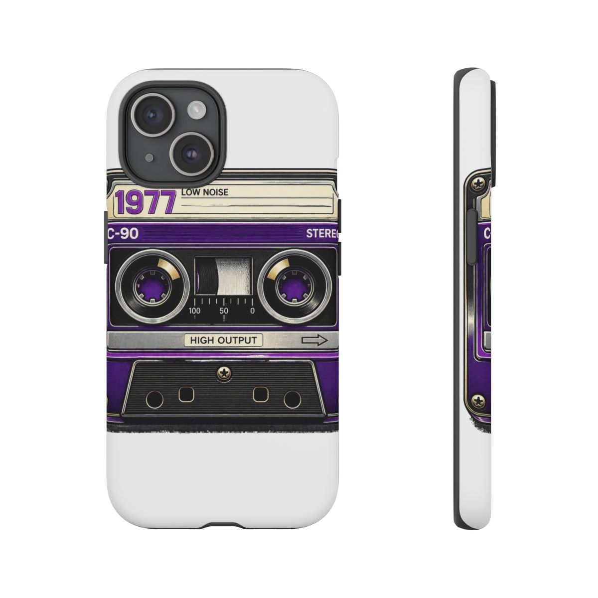 1977 Tape Cassette Phone Case Mobile Phone Cover Shockproof Cell Phone Cover Case Compatible with iPhone 14/Plus/Pro/Pro Max Black | Tame Impala - alternate angle 2, merchandise